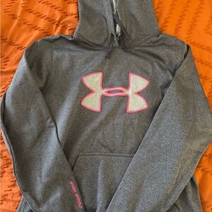 Under Armour Gray Hoodie with Pink Logo